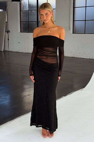 amy black lace maxi dress missy empire Aimee Long Sleeve sequin evening gowns Understanding Tea Length Dresses: Colour::Black