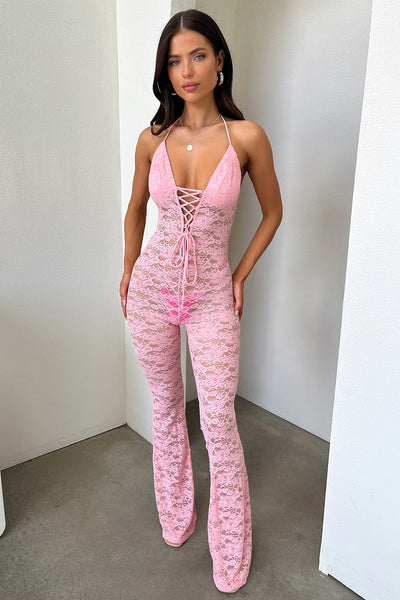 Blush lace jumpsuit online