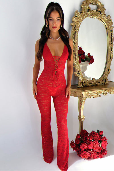 Red pink jumpsuit on sale