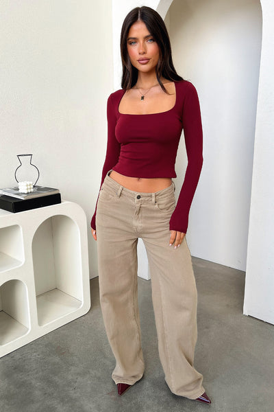 Andre Long Sleeve Top - Burgundy – Thats So Fetch US
