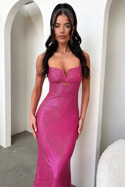 Maxi Dress Hot Pink Long Dress Bonnie Sequin Maxi Dress Size 4 Maxi Dress Hot Pink Long Dress Bonnie Sequin Maxi Dress Size 4