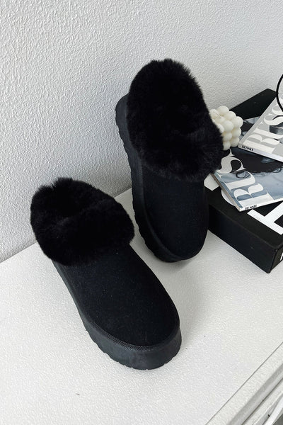 Elani Platform Slippers Black