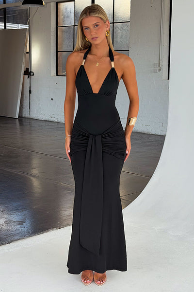 elisha ruched halter dress Elise Neck Maxi PRODUCT__TROUSERS