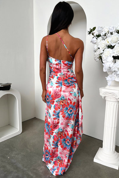 Elianna One Shoulder Satin Maxi Dress