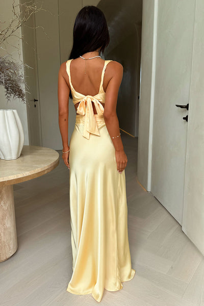 Emeline V-Neck Satin Maxi Dress