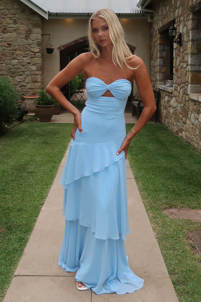 princess polly baby blue dress Gretta Strapless Maxi Dress