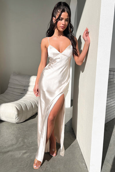 Jennifer Satin Maxi Dress - Champagne 6 Jennifer Satin Maxi Dress - Champagne 6