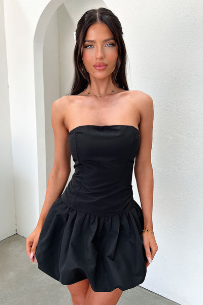 Mini Dress Black Kloe Bubble Skirt Strapless Mini Dress Size 12