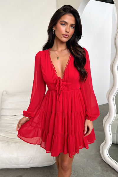 long sleeve red dress Thats So Fetch | Lexie | Plaid Smocked Drop-Waist Mini %0D%0ATo%20maintain%20the%20beauty%20of%20your%20garment%2C%20please%20follow%20the%20care%20instructions%20on%20the%20attached%20label Size:9 Medium H26-drop-2-a-b