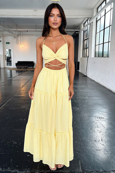 ガールズソサエティ　Lucy check dress yellow Lucy Maxi Dress - Yellow – Thats So Fetch US