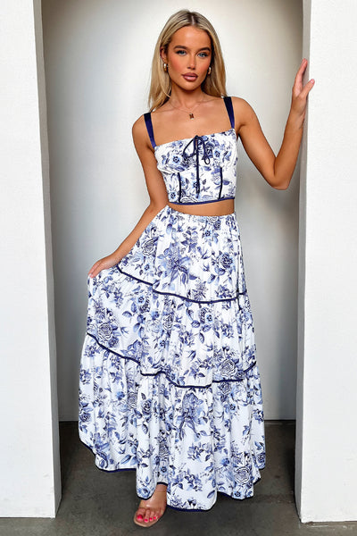 Joy Maxi Skirt - Blue Floral – Thats So Fetch US
