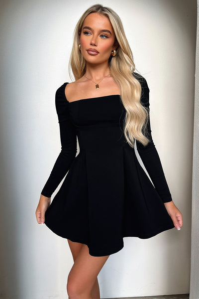 black dress xs 40s Black Puff Sleeve Gown