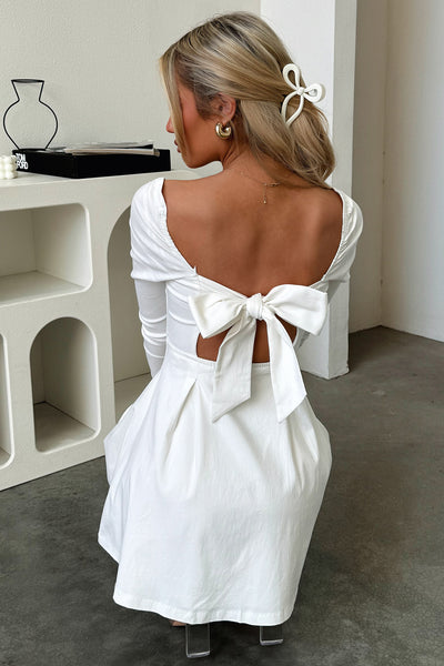 Prom Dress | Formal Dress | Maxi Dress | Prom Gown | White | 10 | Tabitha Long Sleeve Mini Dress - White