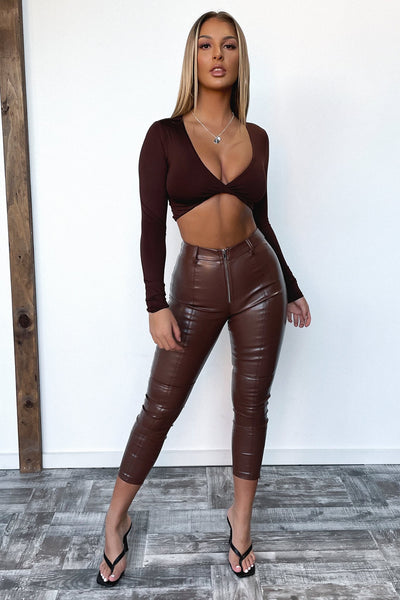 Pants Outfit Ideas Brown Leather Leggings Womens Brown Leather