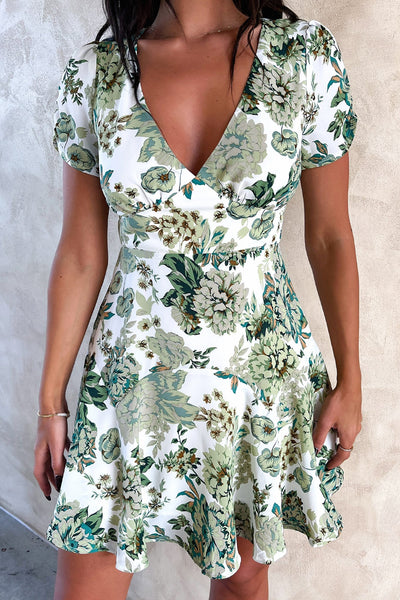 Mini Dress Green Floral Forte Dress Size 2 Mini Dress Green Floral Forte Dress Size 2