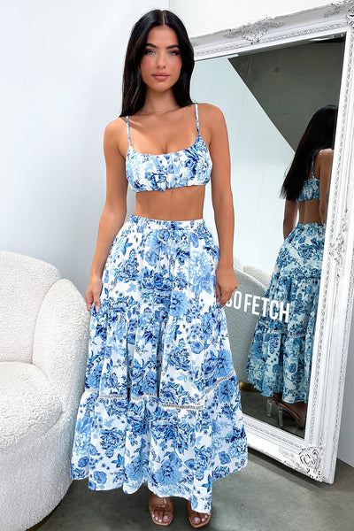Kei Maxi Skirt - Blue Floral – Thats So Fetch US