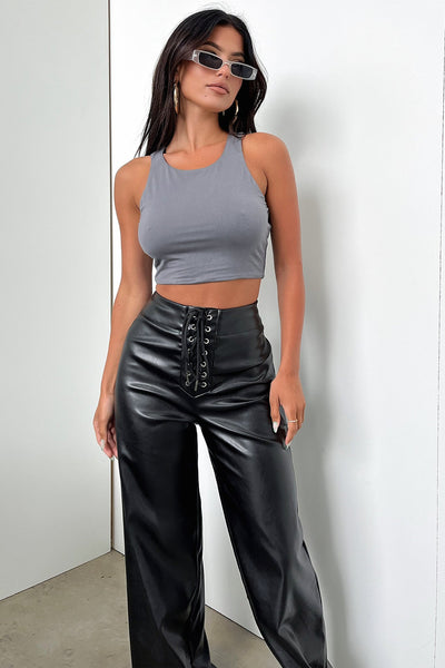 【最安値】PERSONSOUL Ale Of Faith Pants liana_grey_leather_wideleg_7_4