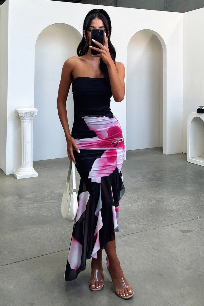 Alrita Strapless Midi Dress - Black Alrita Strapless Midi Dress - Black
