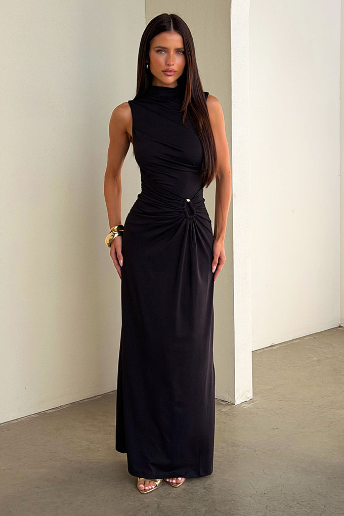 Amaris Mock Neck Maxi Dress - Black Thats So Fetch US Amaris Mock Neck Maxi Dress - Black Thats So Fetch US