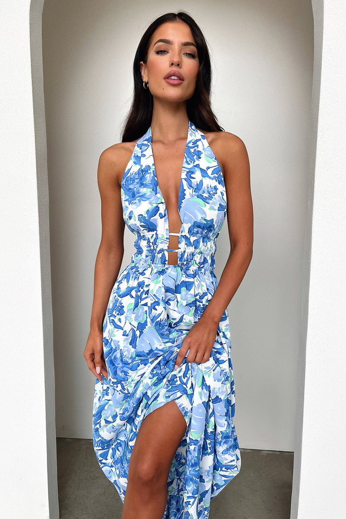 Arien Maxi Dress - Blue Floral