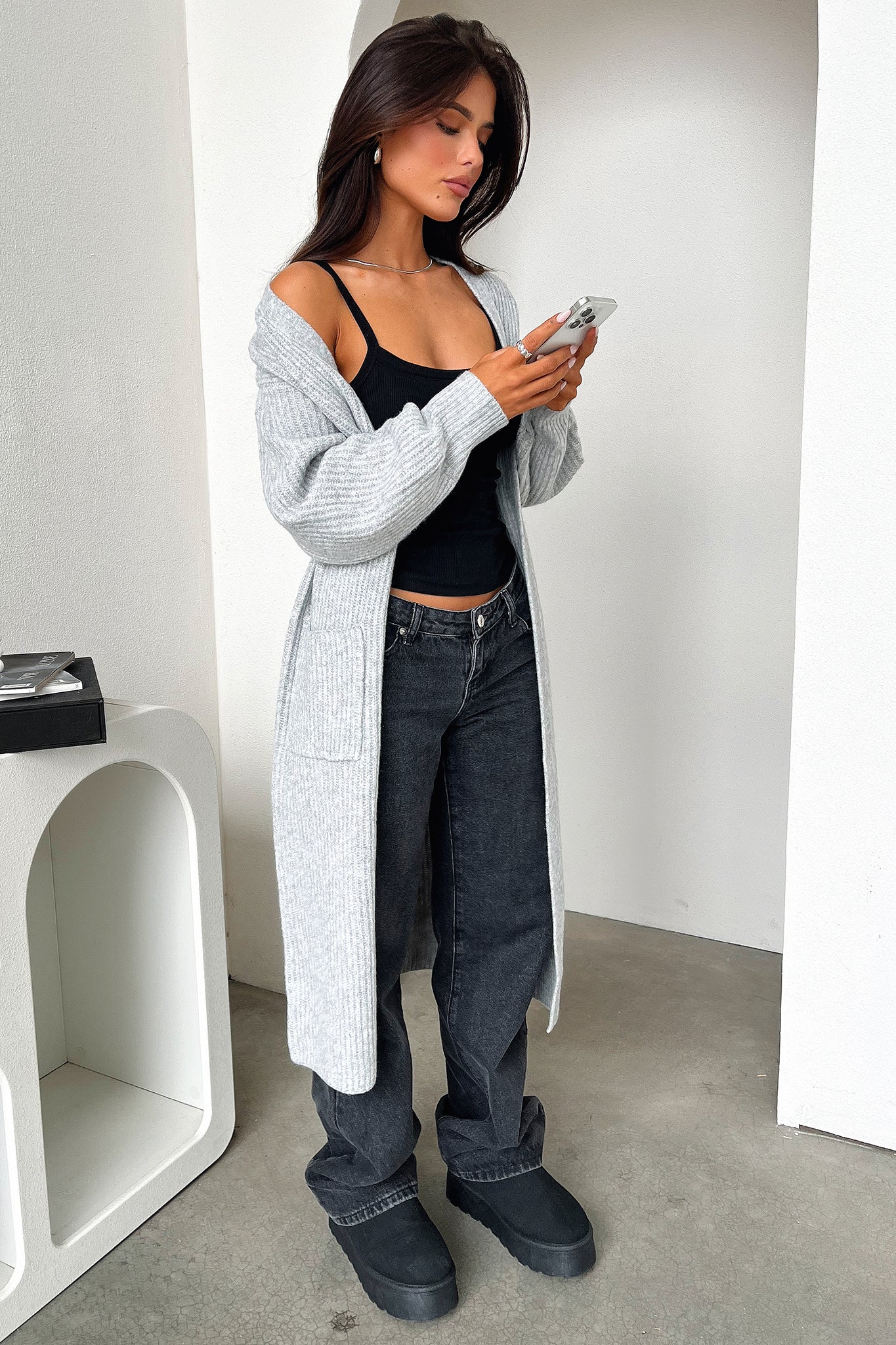 Arina Longline Knit Cardigan - Grey – Thats So Fetch US
