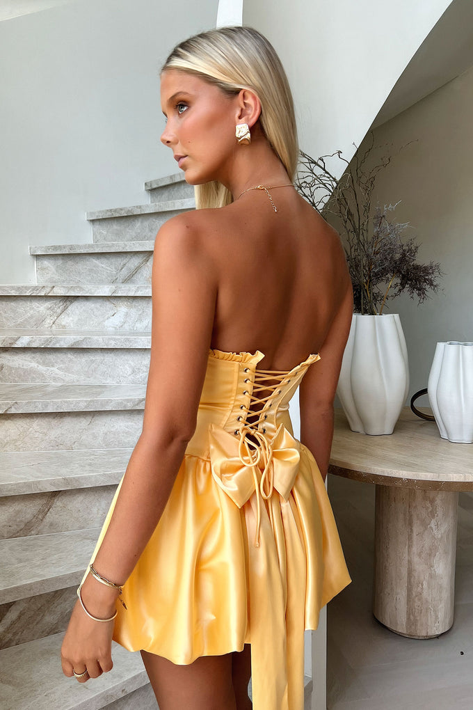 yellow satin dress KissProm Mermaid Deep Halter Long Prom Dresses with Slit, Champagne / 10 3% Spandex Primrose Yellow Satin Off the