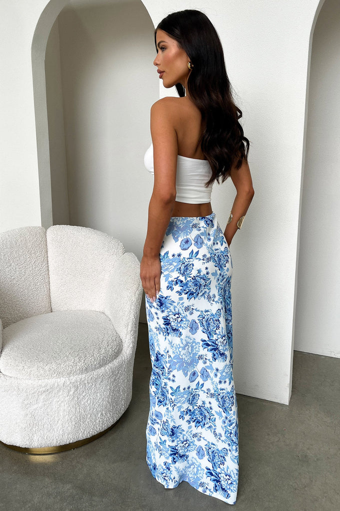 Cairo Maxi Skirt - Blue Floral