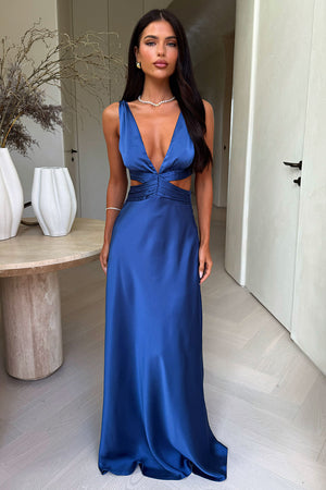 chinese dress ladies Emeline V-Neck Satin Maxi Dress