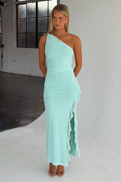 Floretta One-Shoulder Maxi Dress - Aqua