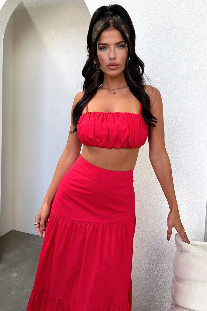 Red maxi skirt set Clearance