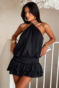 Latina Open Back Mini Dress - Black