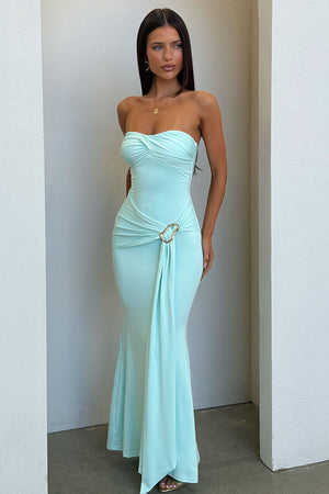 Maxi Dress aqua Long Dress Monique Strapless Wrap Maxi Dress Size 8
