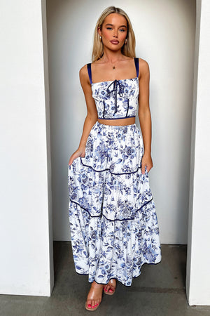 Joy Maxi Skirt - Blue Floral Thats So Fetch US Joy Maxi Skirt - Blue Floral Thats So Fetch US