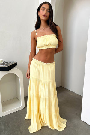 Selina Tiered Maxi Skirt - Yellow – Thats So Fetch US display picture 1