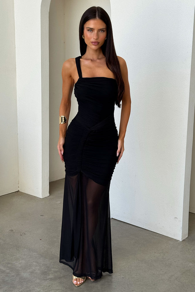 Salvatore One Shoulder Mesh Maxi Dress