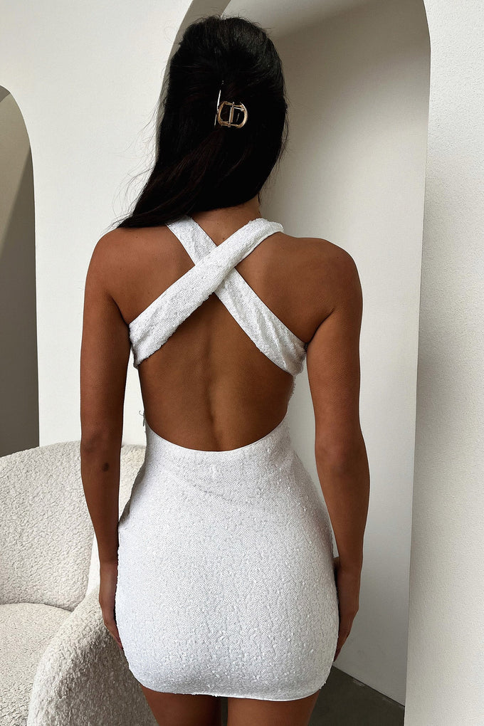 Evanka Dress - White Sequin