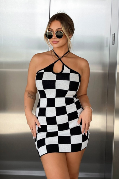 Pollen dress - Black/White Checkered – Thats So Fetch US