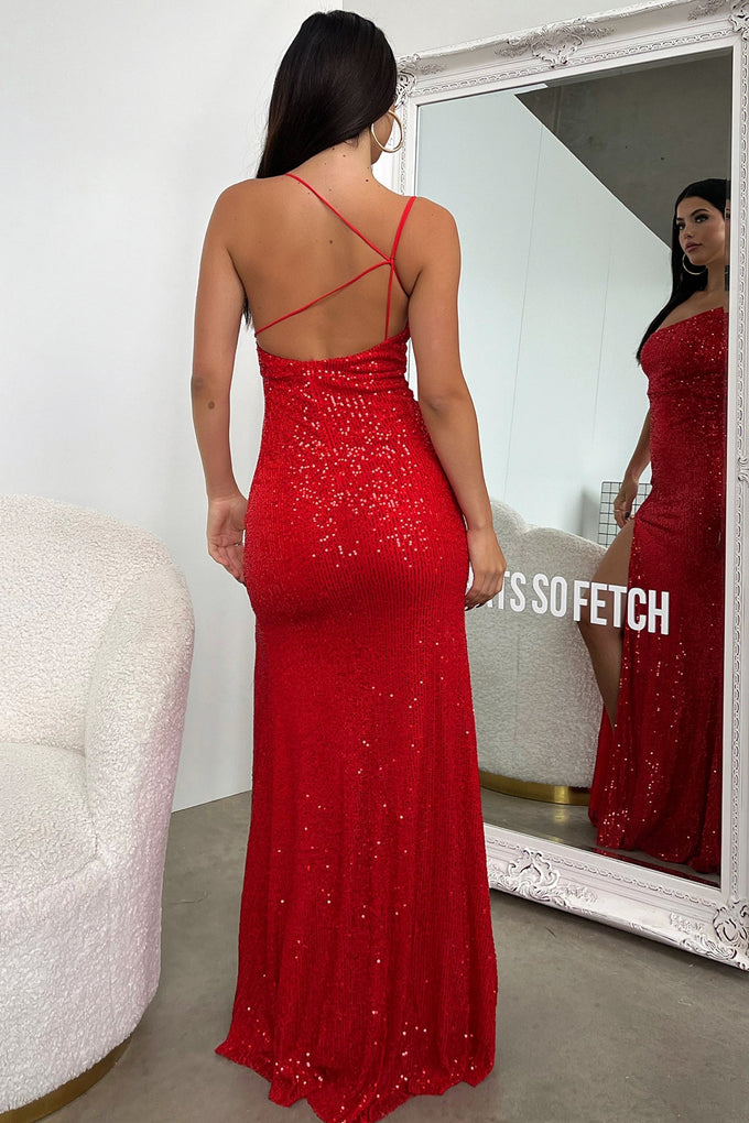 Ciara Maxi Dress - Red Sequin
