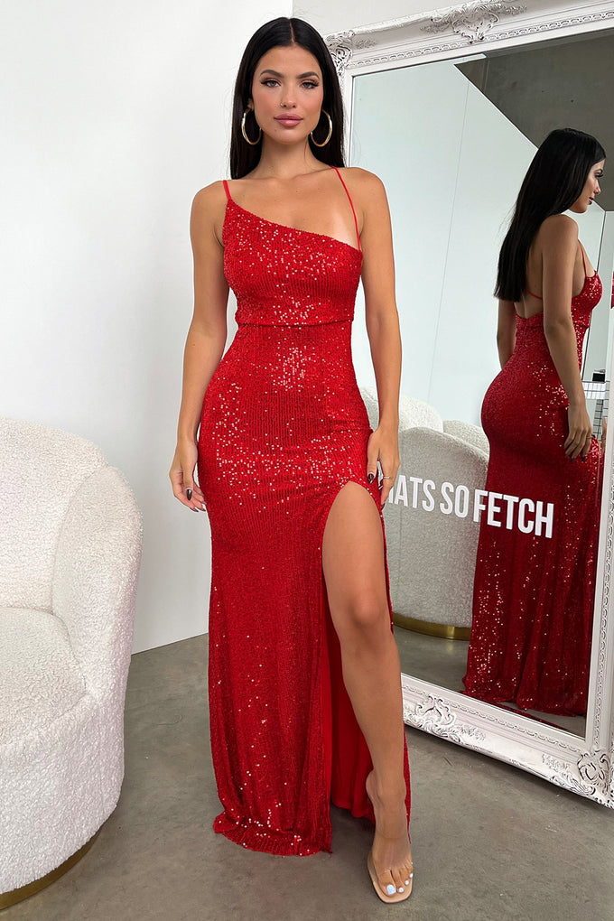 Ciara Maxi Dress - Red Sequin – Thats So Fetch US