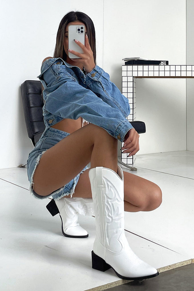 Jagger Cowboy Boots White