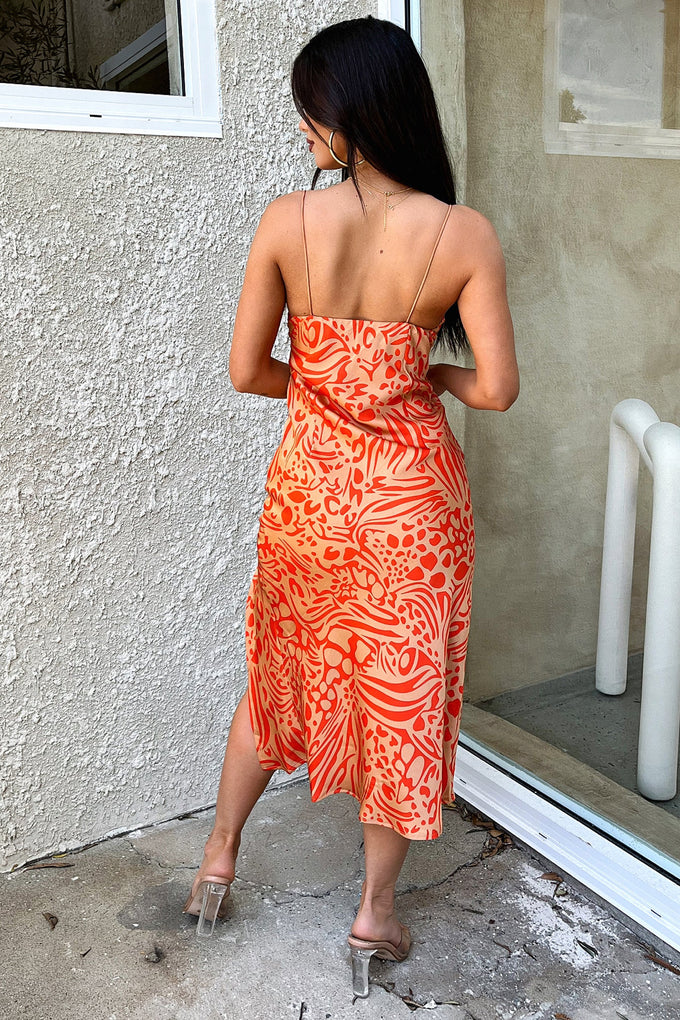Jennifer Dress - Orange / Brown