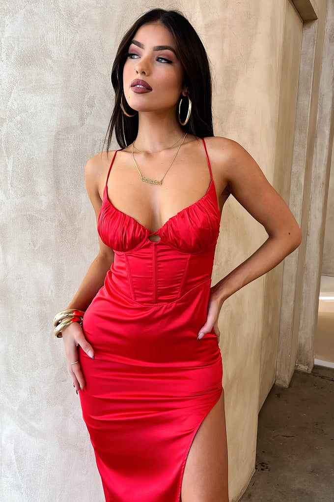 Krielle Midi Dress - Red