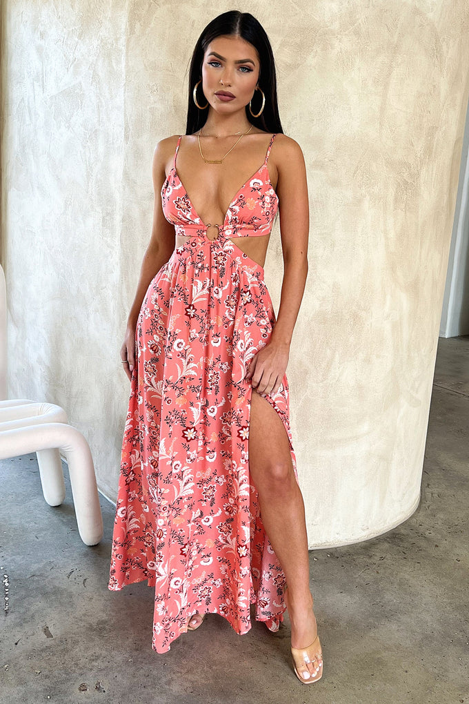 Kritika Maxi Dress - Coral Pink Floral