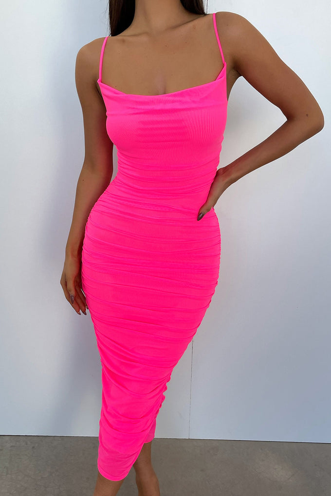 Linda Midi Dress - Neon Pink – Thats So Fetch US
