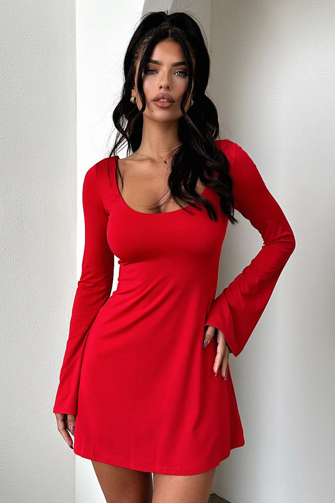 Marcia Long Sleeve Dress - Red