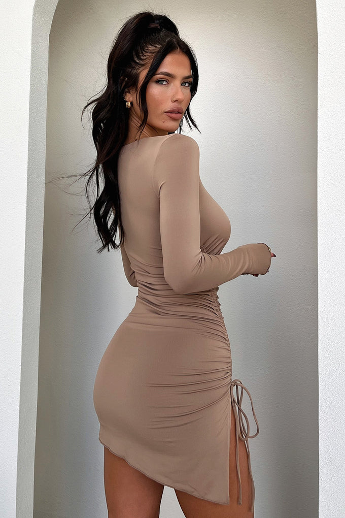 Mayla Long Sleeve Dress - Brown