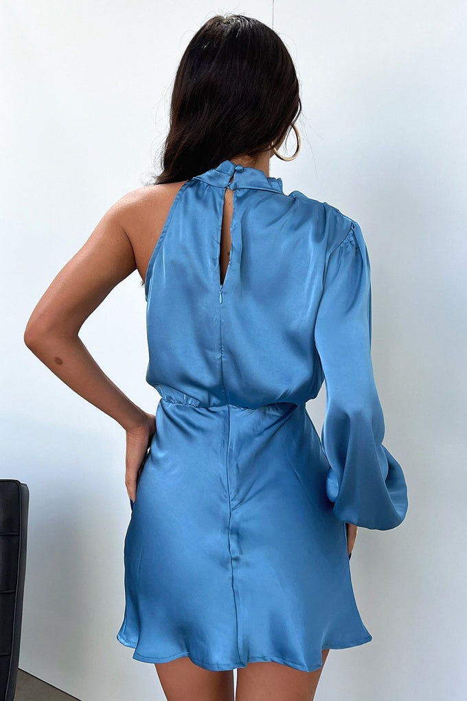 Santorini One Shoulder Dress - Blue