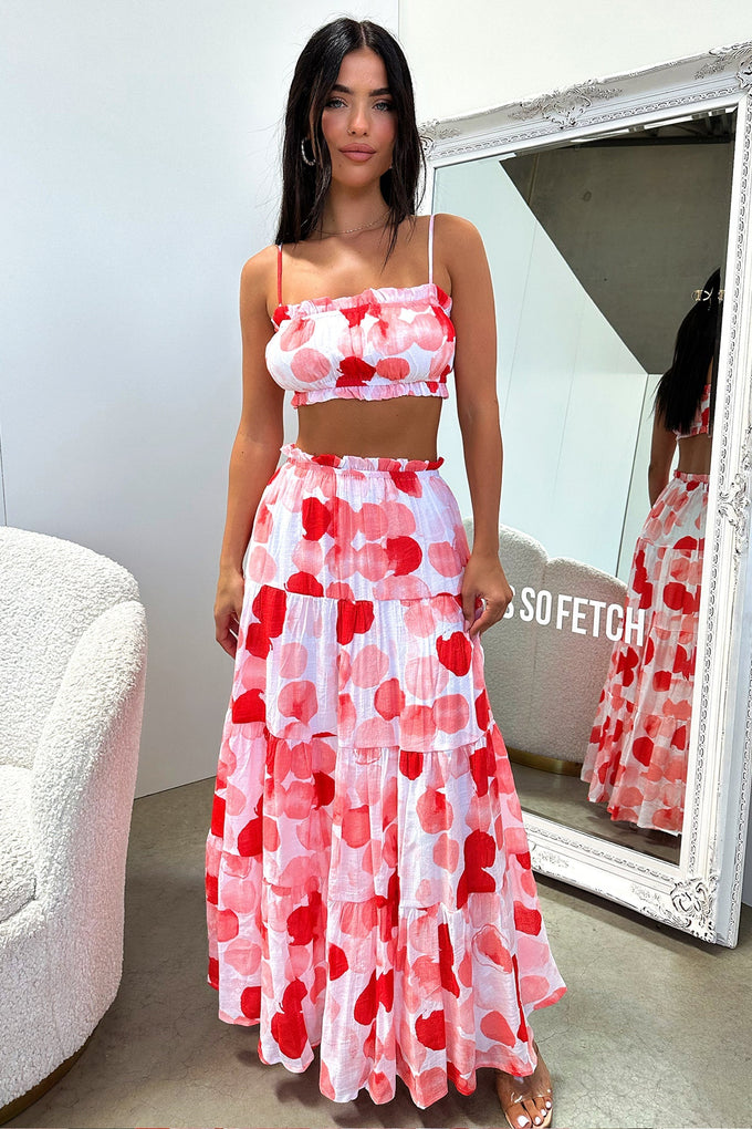 Thats So Fetch | Selina Tiered Maxi Skirt | Red / White Print Thats So Fetch | Selina Tiered Maxi Skirt | Red / White Print