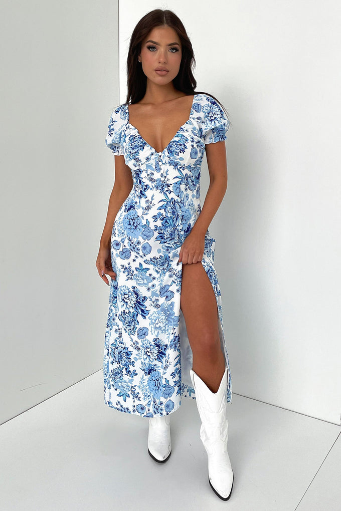 Midi Dresses Solem Midi Dress Blue Floral Size 2 Midi Dresses Solem Midi Dress Blue Floral Size 2