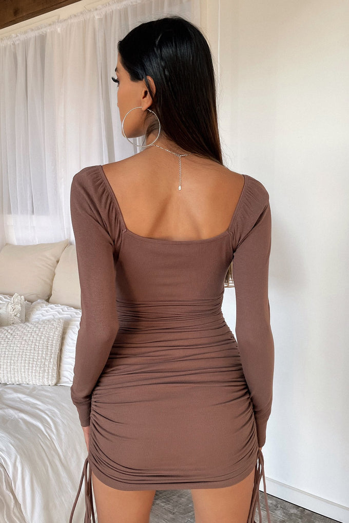 Terri Long Sleeve Dress - Brown
